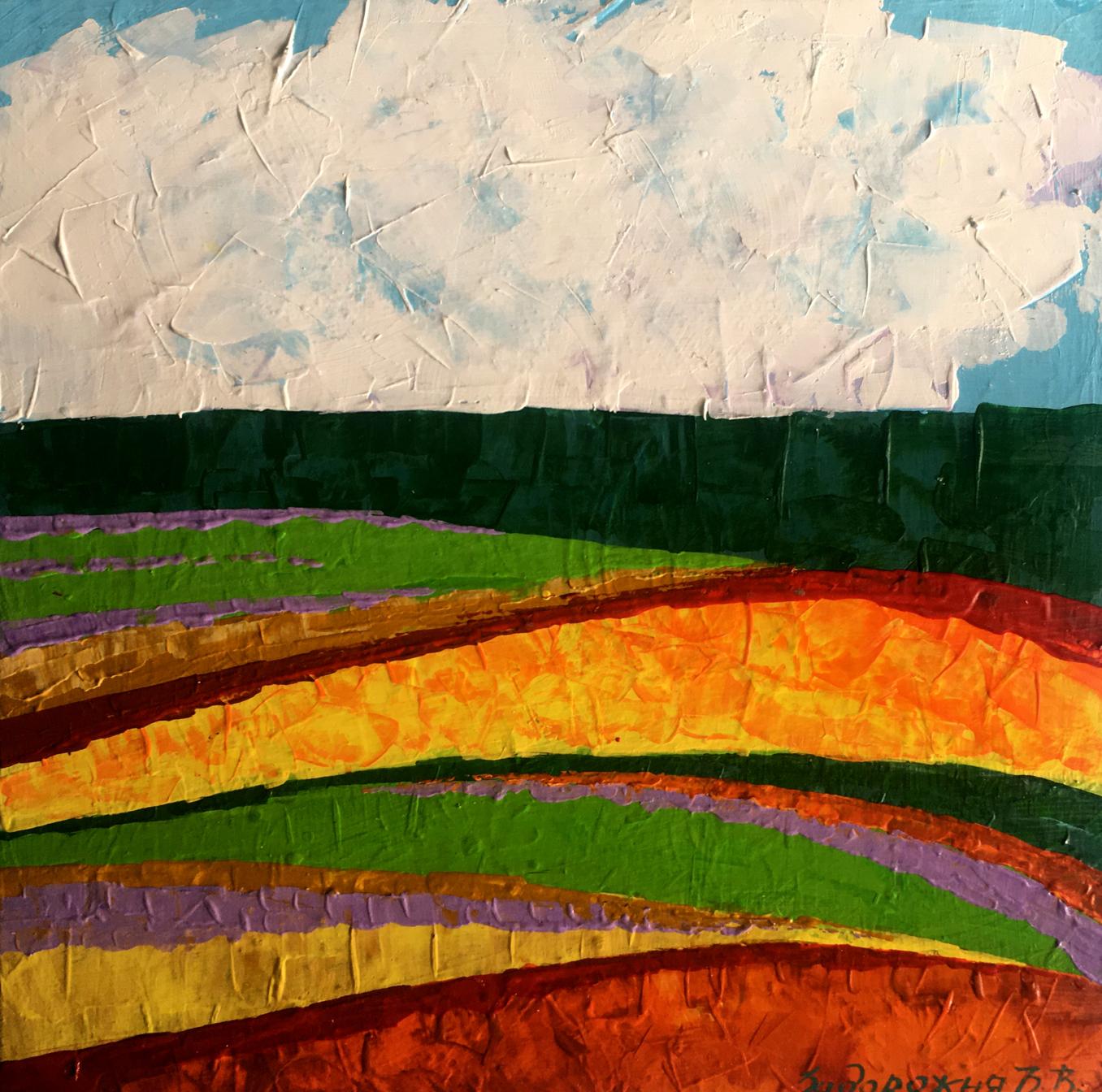 Vibrant oil painting Summer perspective after rain by V. Zadorozhnya
