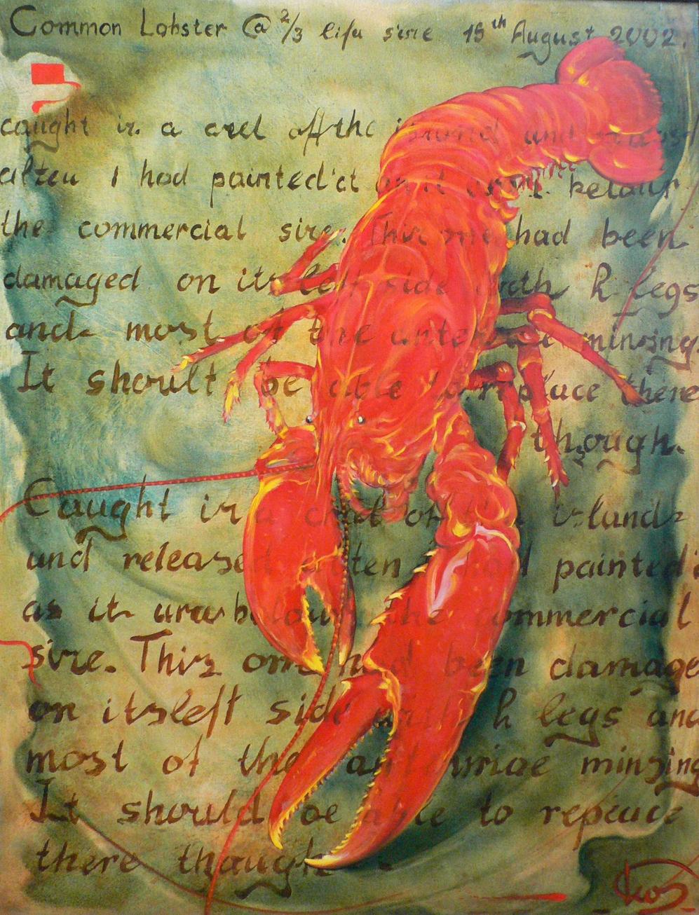 Vibrant red lobster oil painting by Korkishko Vasily on textured canvas