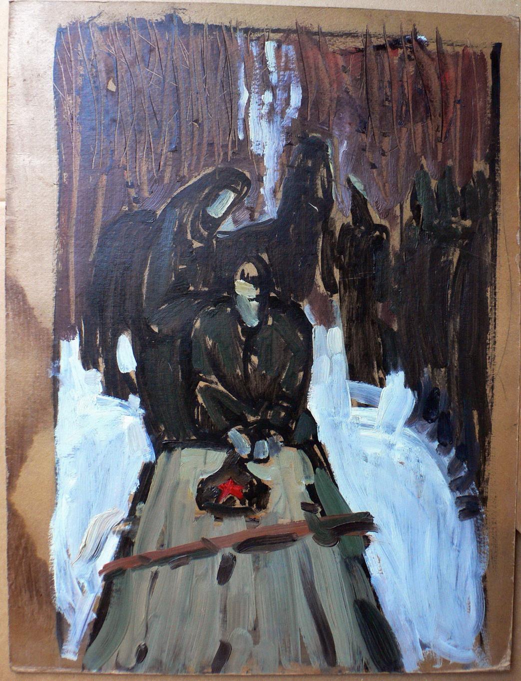 Oil painting Red Guard Funeral by Erlikh Vladimir Isaakovich, abstract expressionist style