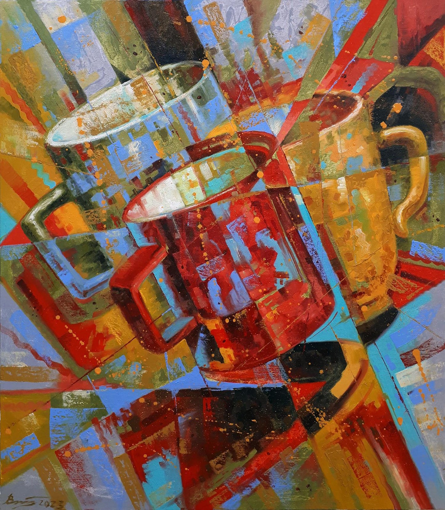 Oil painting Three cups Sergey Voichenko