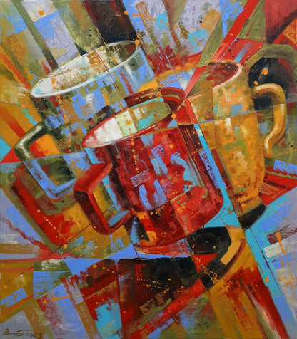 Oil painting Three cups Sergey Voichenko