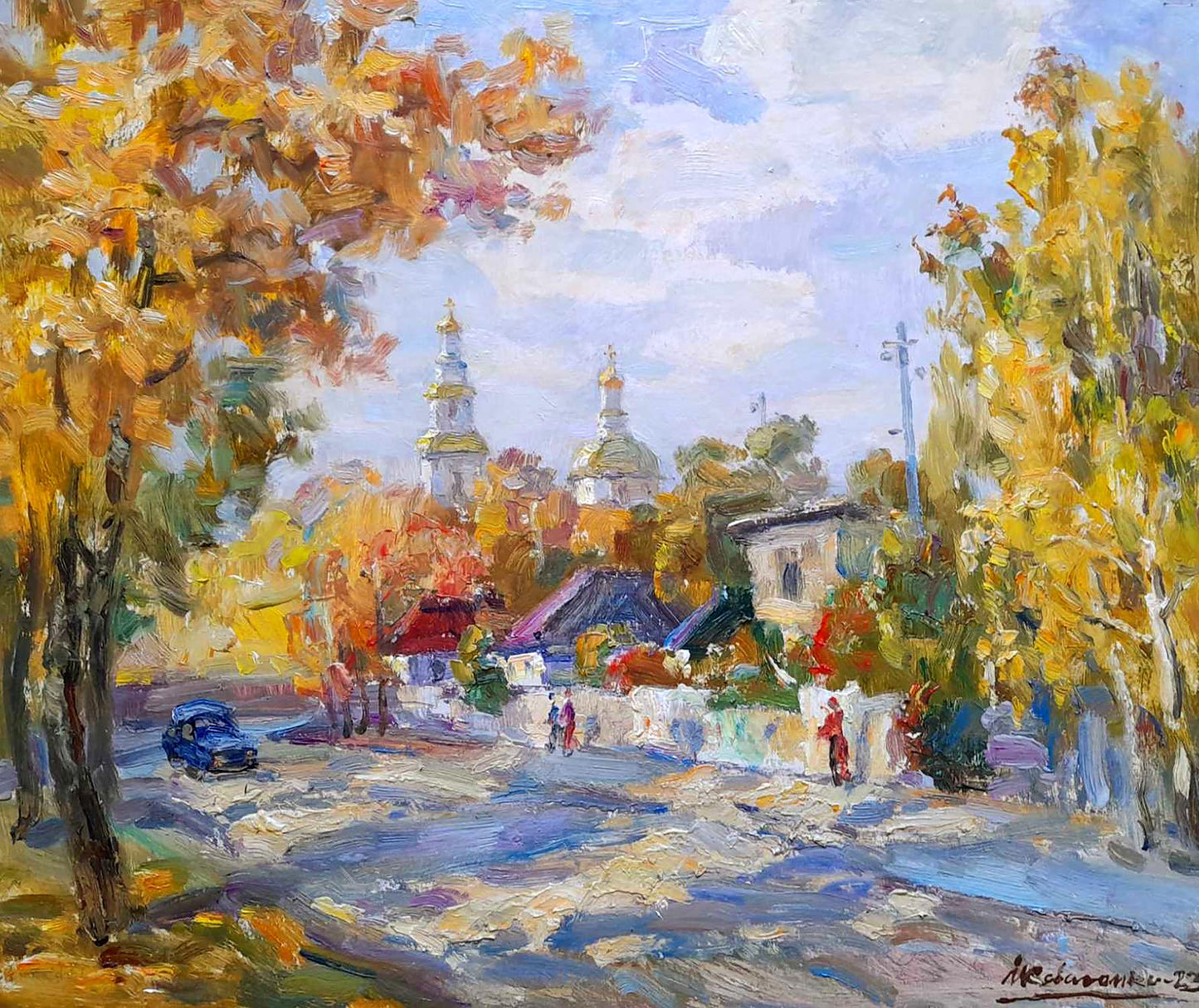 Oil painting City life Kovalenko Ivan Mikhailovich