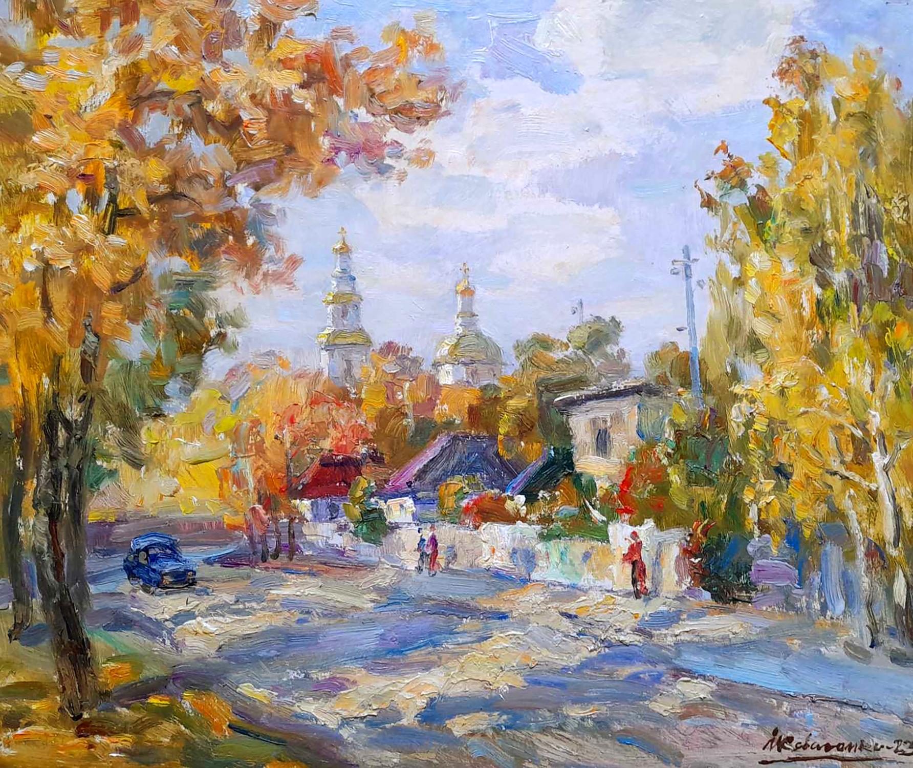 Oil painting City life Kovalenko Ivan Mikhailovich