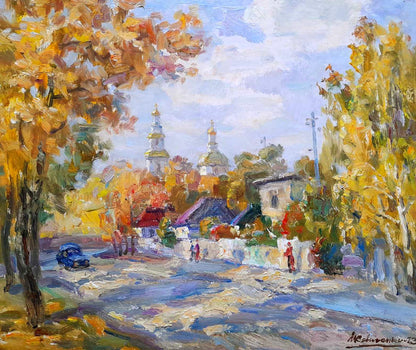 Oil painting City life Kovalenko Ivan Mikhailovich