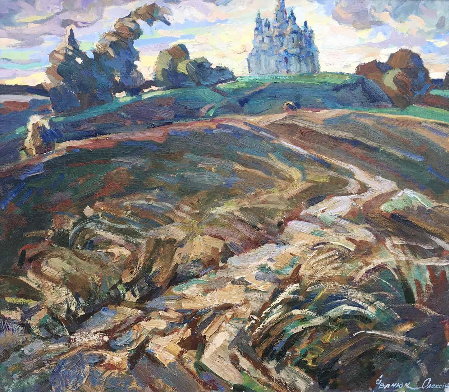 Oil painting The road to the temple Ivanyuk Alex