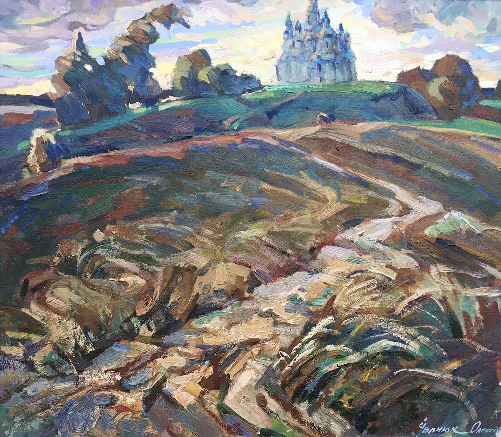 Oil painting The road to the temple Ivanyuk Alex