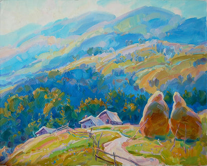 Oil painting Carpathians. Summer Artim Dmitry