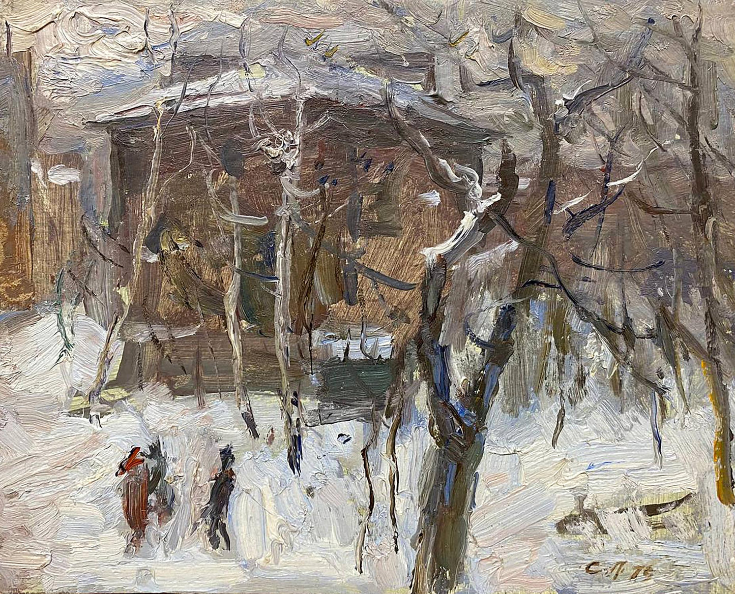 Oil painting Winter by Petrashevsky Stanislav Vasilievich snowy landscape