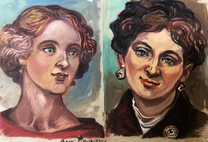 Oil painting portraits of sisters by Alexander Arkadievich Litvinov
