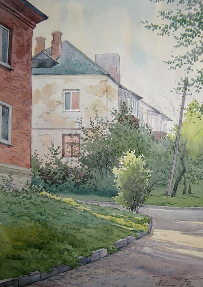 Watercolor painting June morning in the city Valery Savenets