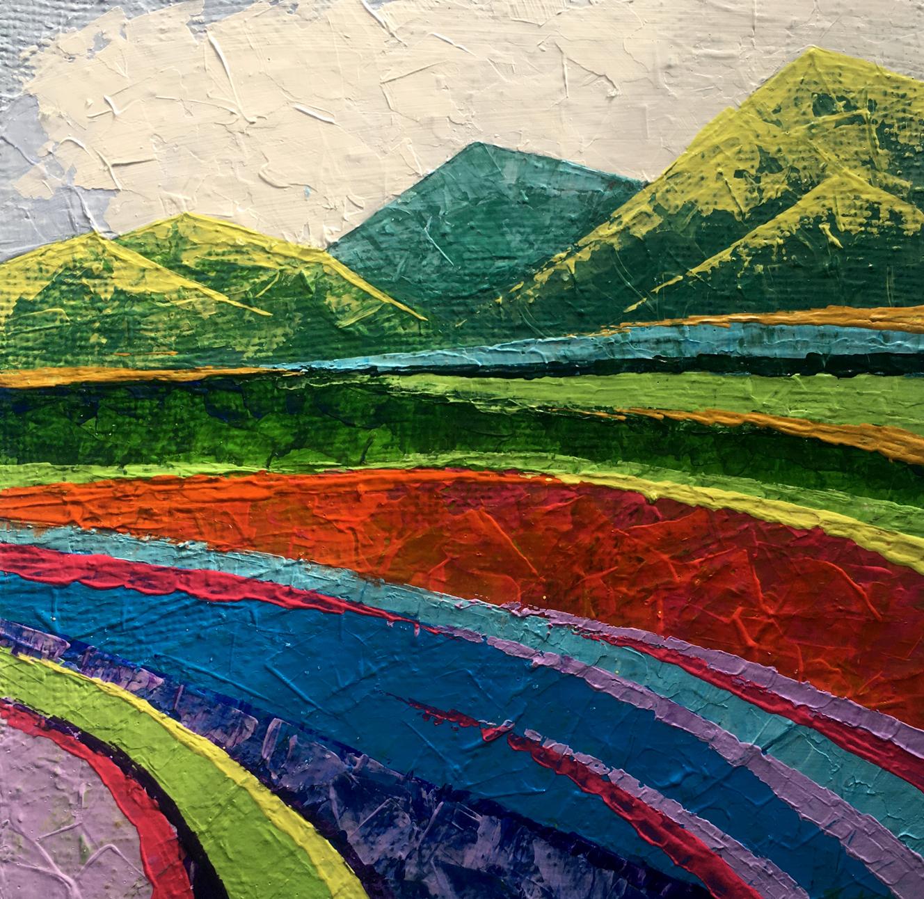 Oil painting Big mountains V. Zadorozhnya vibrant textured hills