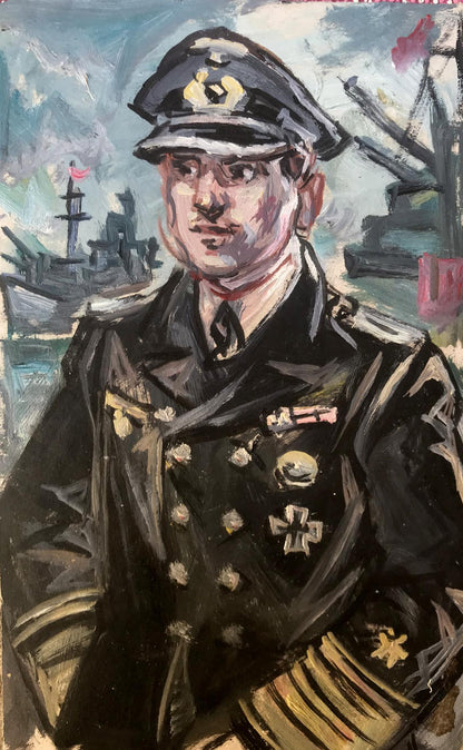 Oil painting portrait of Ship officer Alexander Arkadievich Litvinov in navy uniform