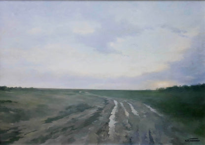 Oil painting After the Rain by Korkishko Vasily: impressionistic rural road