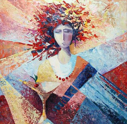 Vibrant Morning by Kirilenko Ivan oil painting of stylized woman with cocktail