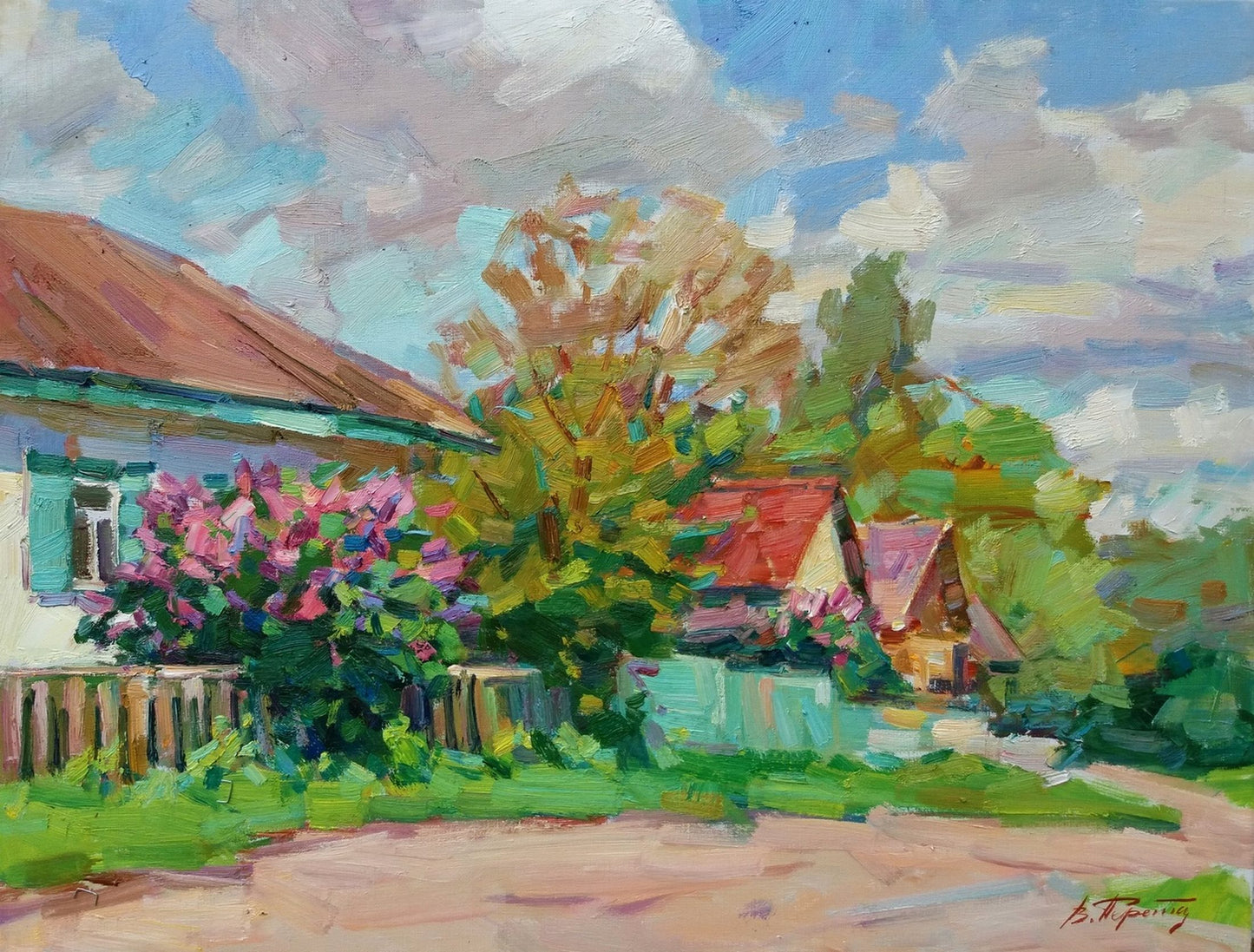 Oli painting May in Sednev Pereta Vyacheslav