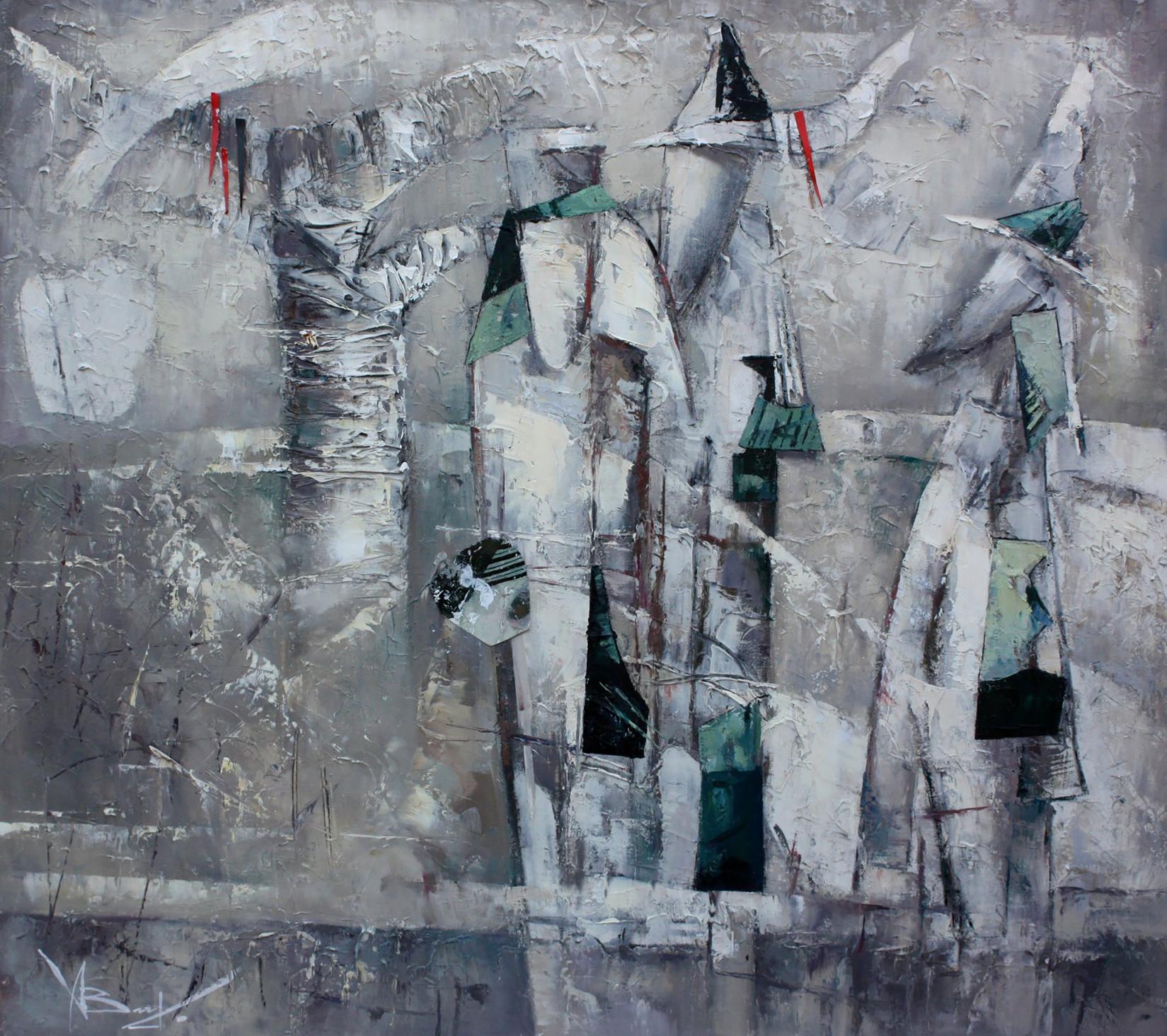 Oil painting White space by Valentina Alekseevna Kozyar, textured grays