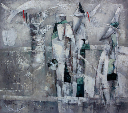 Oil painting White space by Valentina Alekseevna Kozyar, textured grays