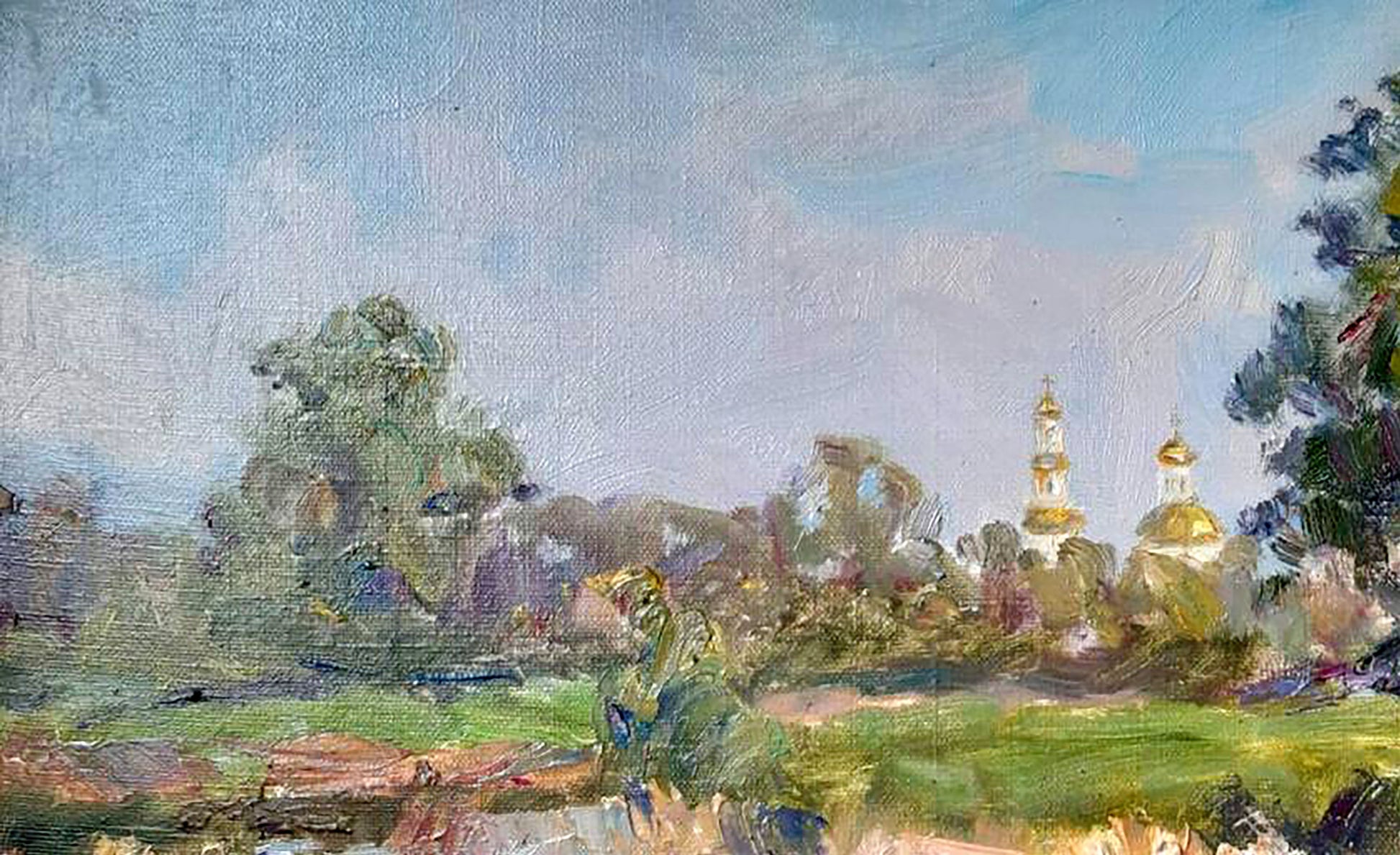Oil painting Nature outside the city Kovalenko Ivan Mikhailovich