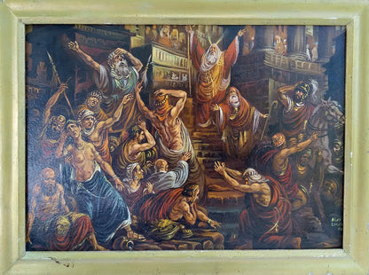 Framed oil painting of Moses among Egyptians by Litvinov