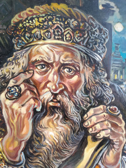 Oil painting of Sage behind a book by Alexander Arkadievich Litvinov