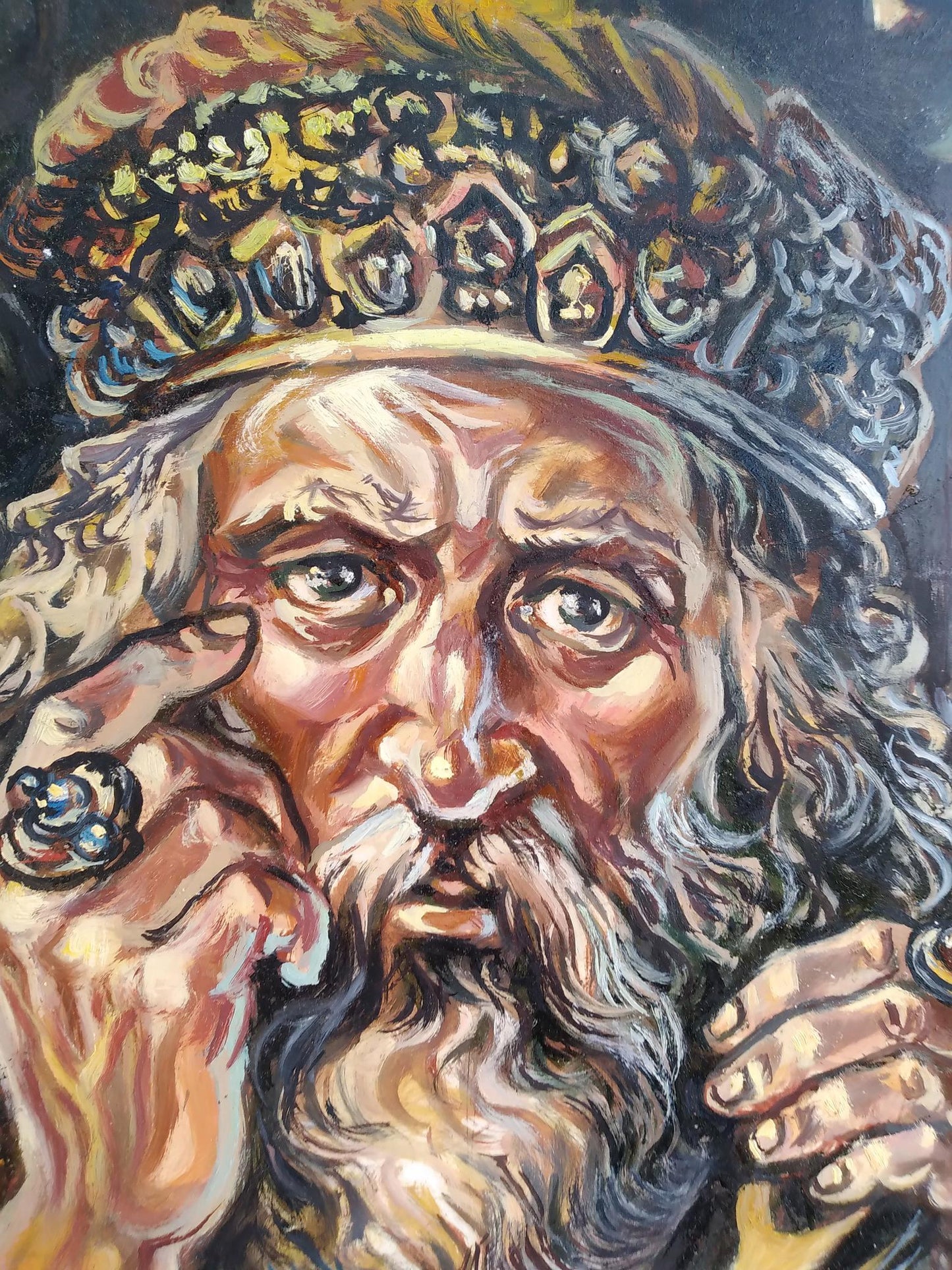 Oil painting of sage behind book by Alexander Arkadievich Litvinov