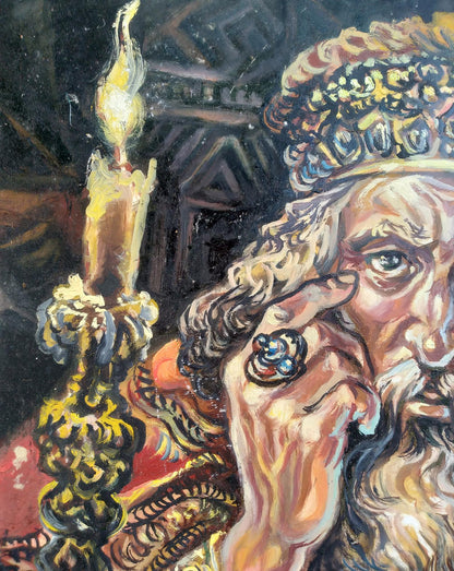 Oil painting of sage behind book by Alexander Arkadievich Litvinov