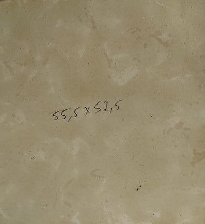 Back of Oil painting In a bar with a female figure by Alexander Arkadievich Litvinov on beige marble with 55.5 x 52.5 inch dimensions