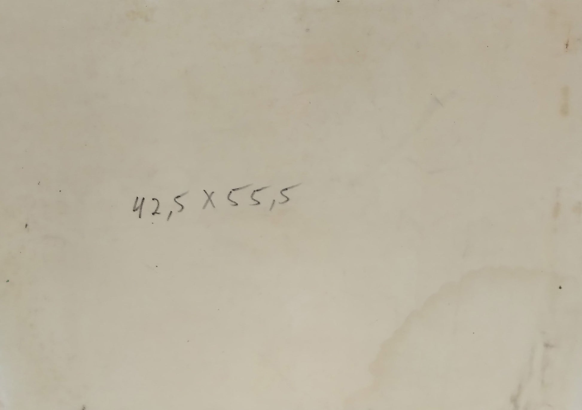 Back of oil painting Portrait of Madam Alexander Arkadievich Litvinov with handwritten 42.5 x 55.5 inch dimensions on beige paper