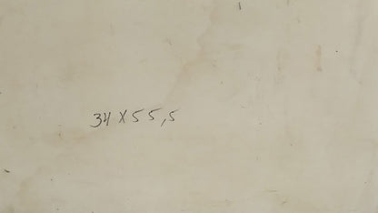 Back of Litvinov oil painting with handwritten 34 x 55.5 cm on aged paper