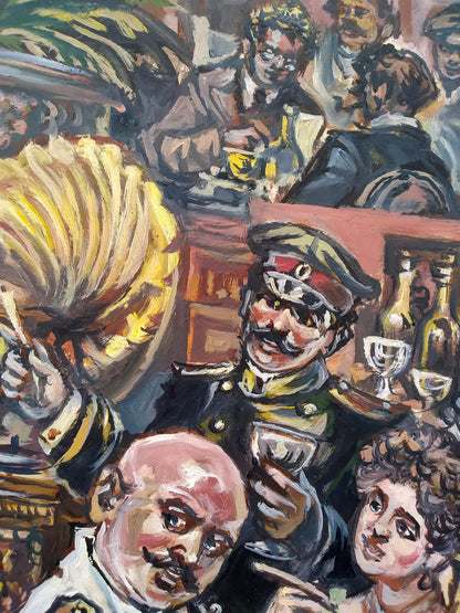 Oil painting Officers in the restaurant by Alexander Arkadievich Litvinov