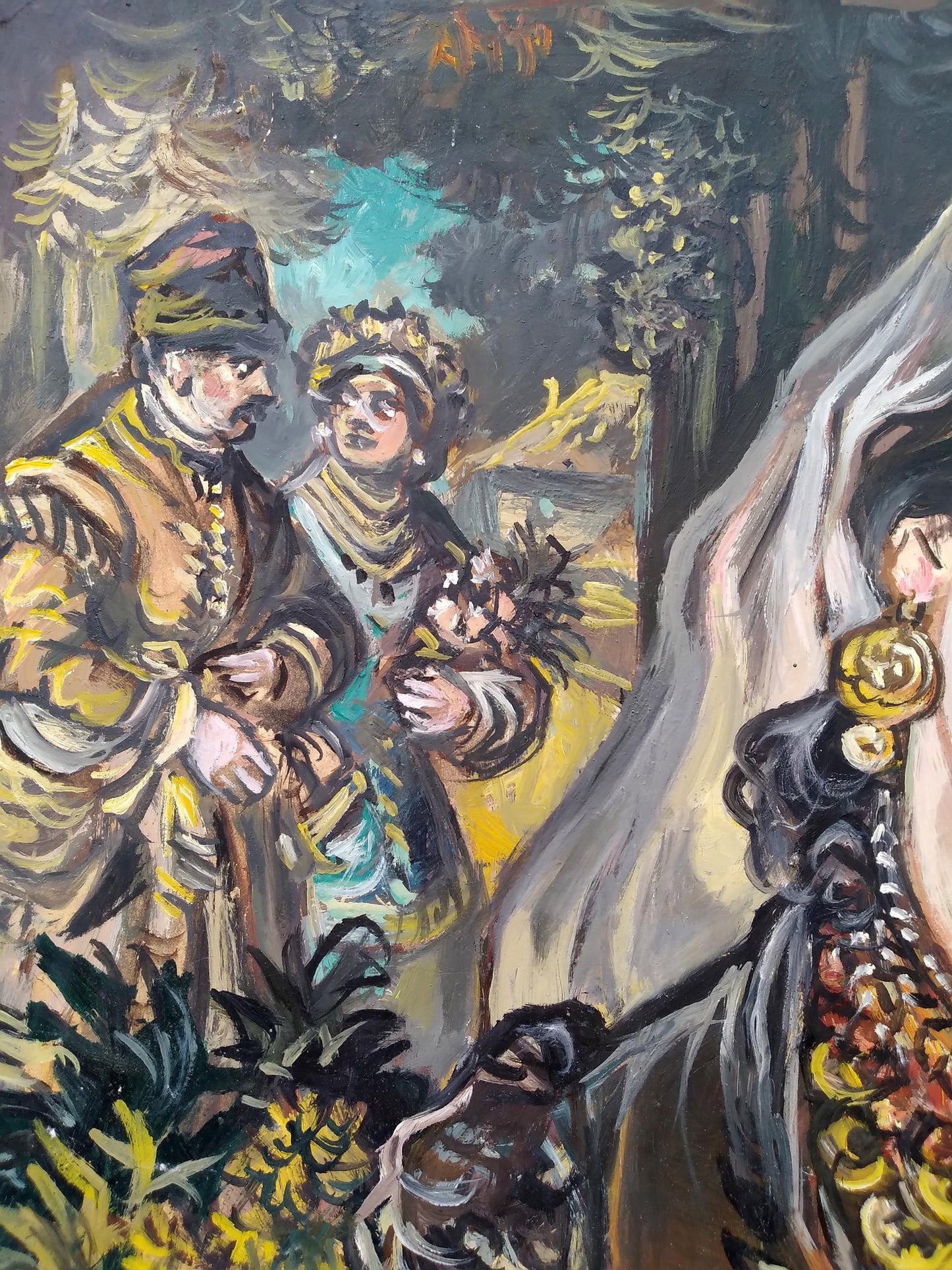Oil painting of daughter and mom by Alexander Arkadievich Litvinov