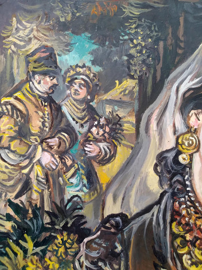 Oil painting of daughter and mom by Alexander Arkadievich Litvinov