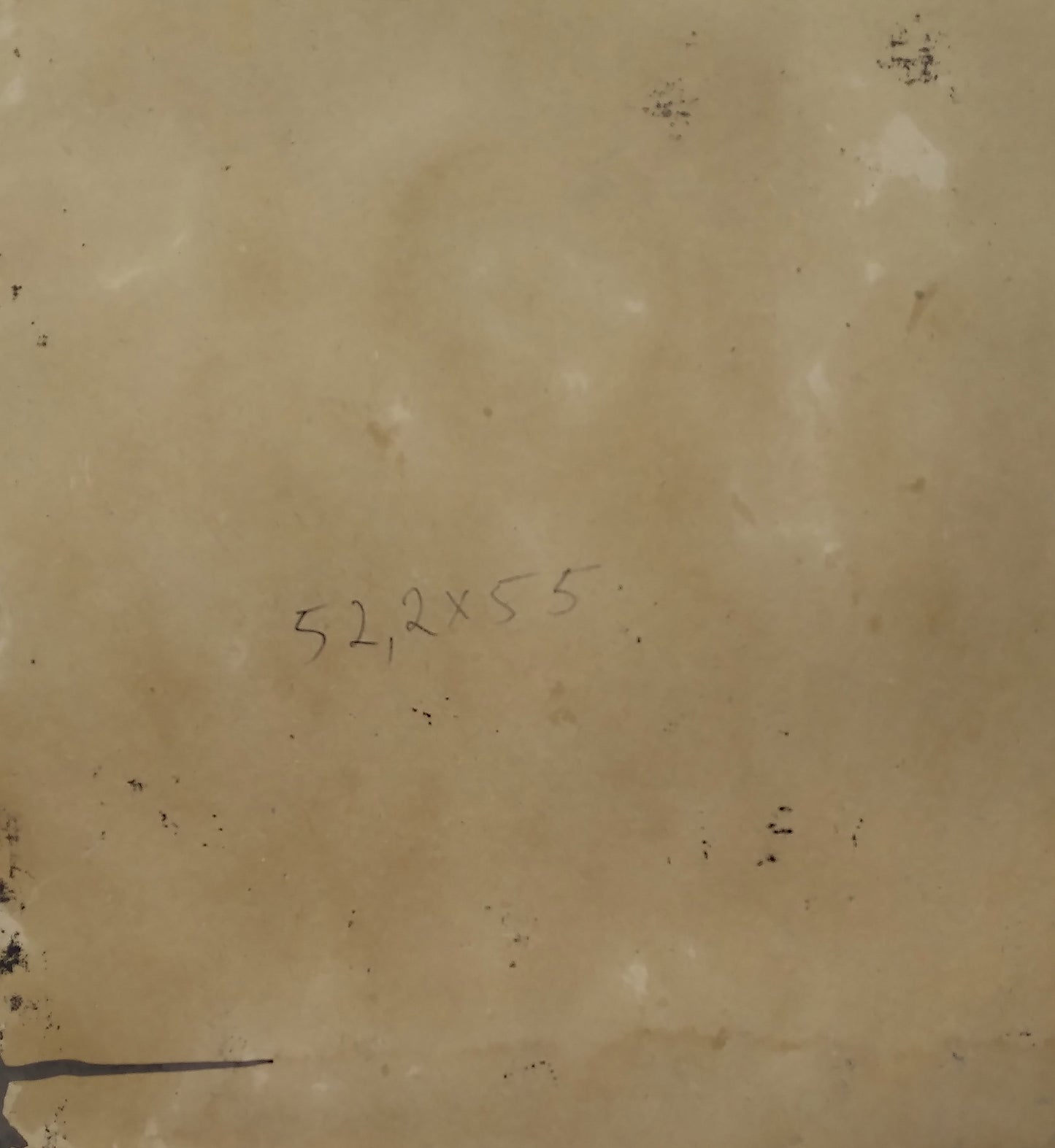 Back of Litvinov oil painting with handwritten 52.2 x 55 inch measurements