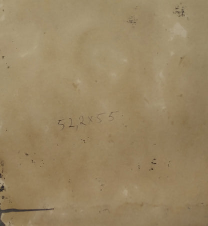 Back of Litvinov oil painting with handwritten 52.2 x 55 inch measurements