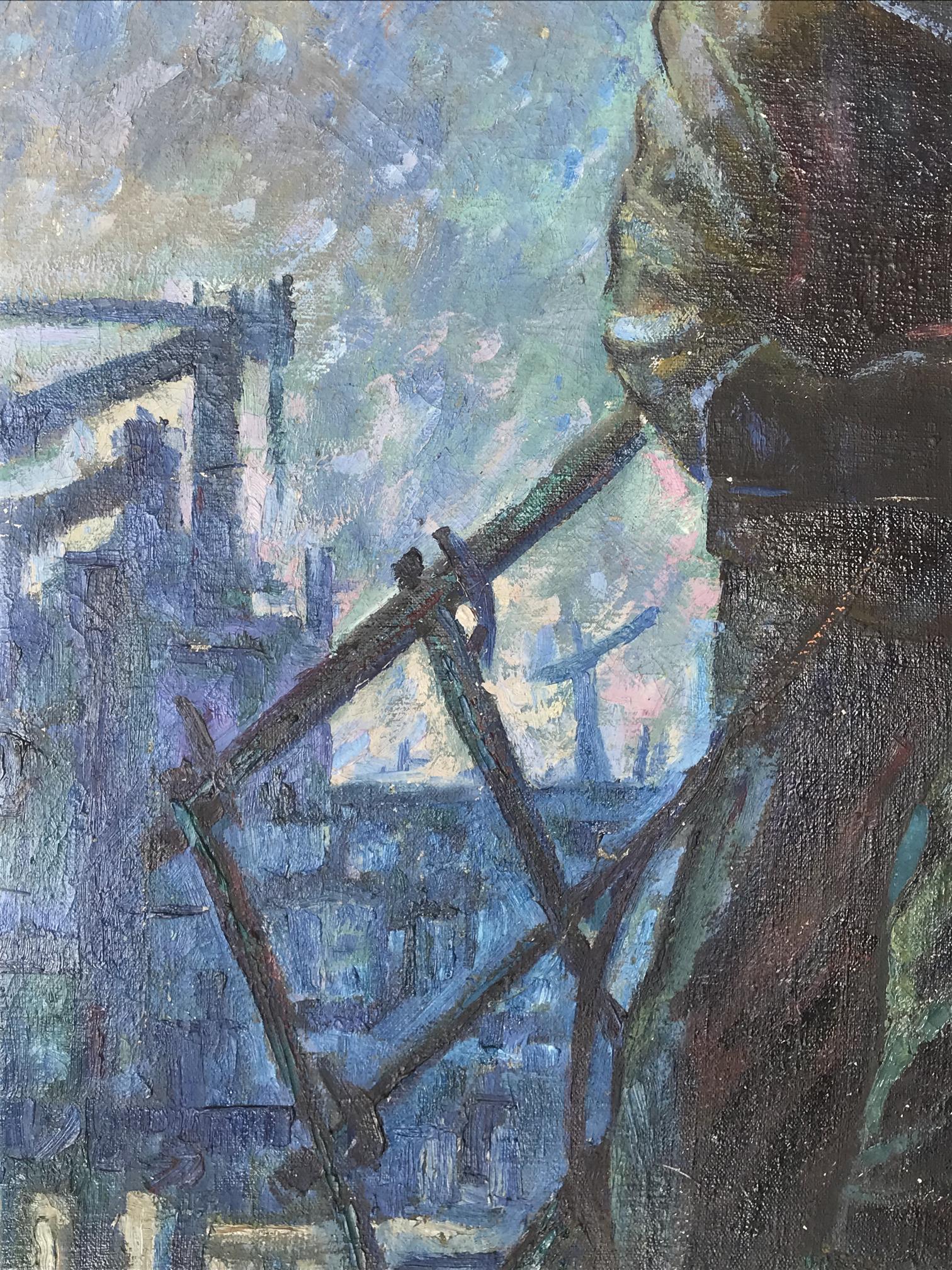 Social realism oil painting At the factory by Savenkov Nikolay Ivanovich