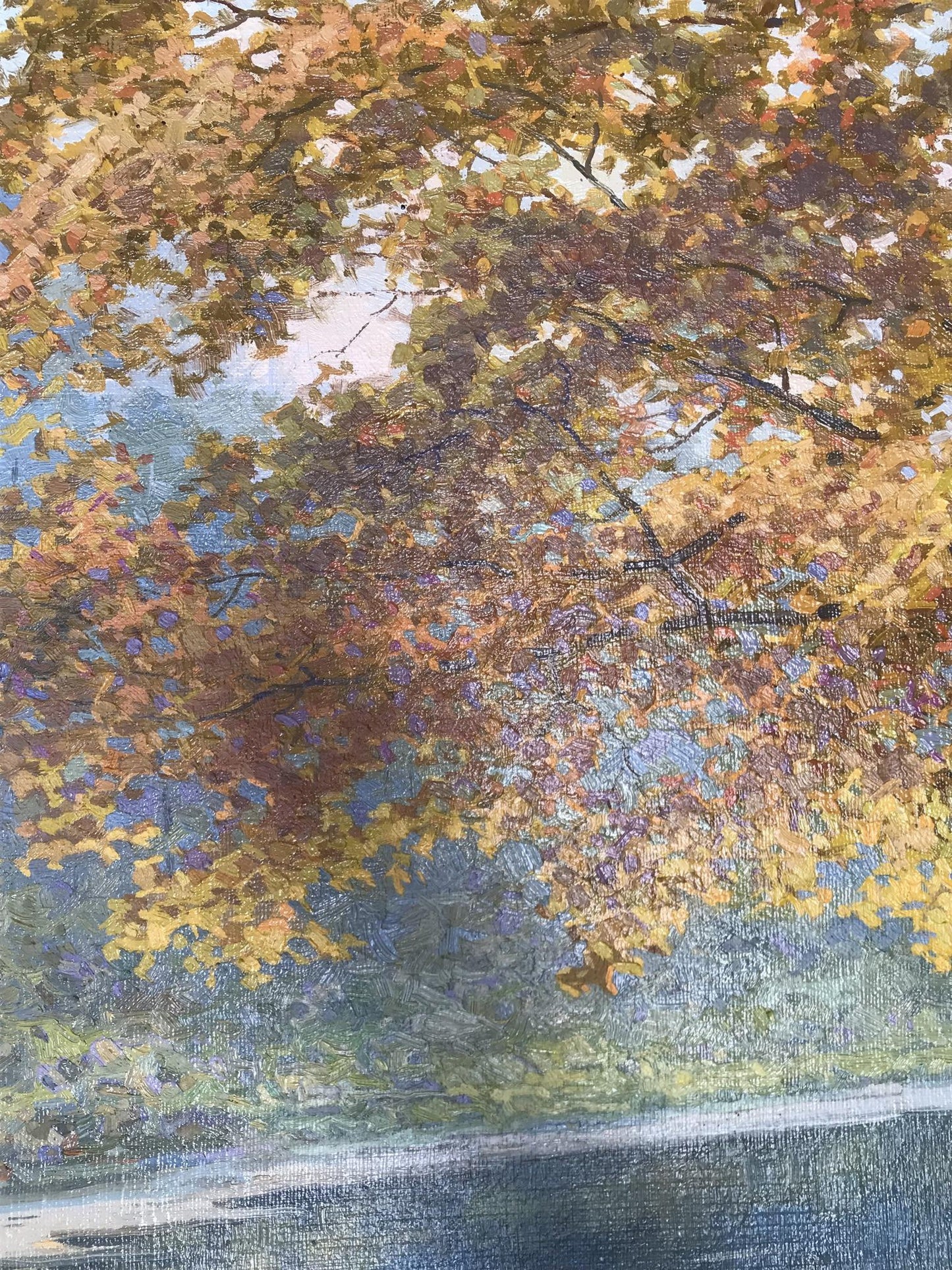 Autumn tree with golden russet leaves by Gerashchenko Volodymyr Fedorovich oil painting