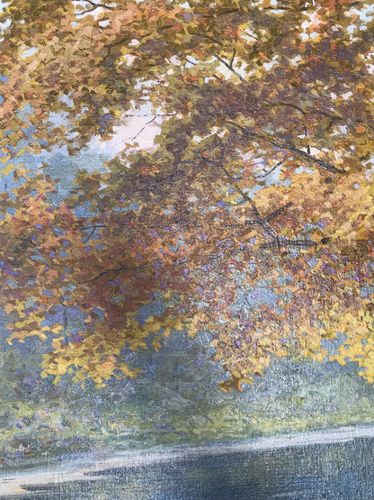 Autumn tree with golden russet leaves by Gerashchenko Volodymyr Fedorovich oil painting