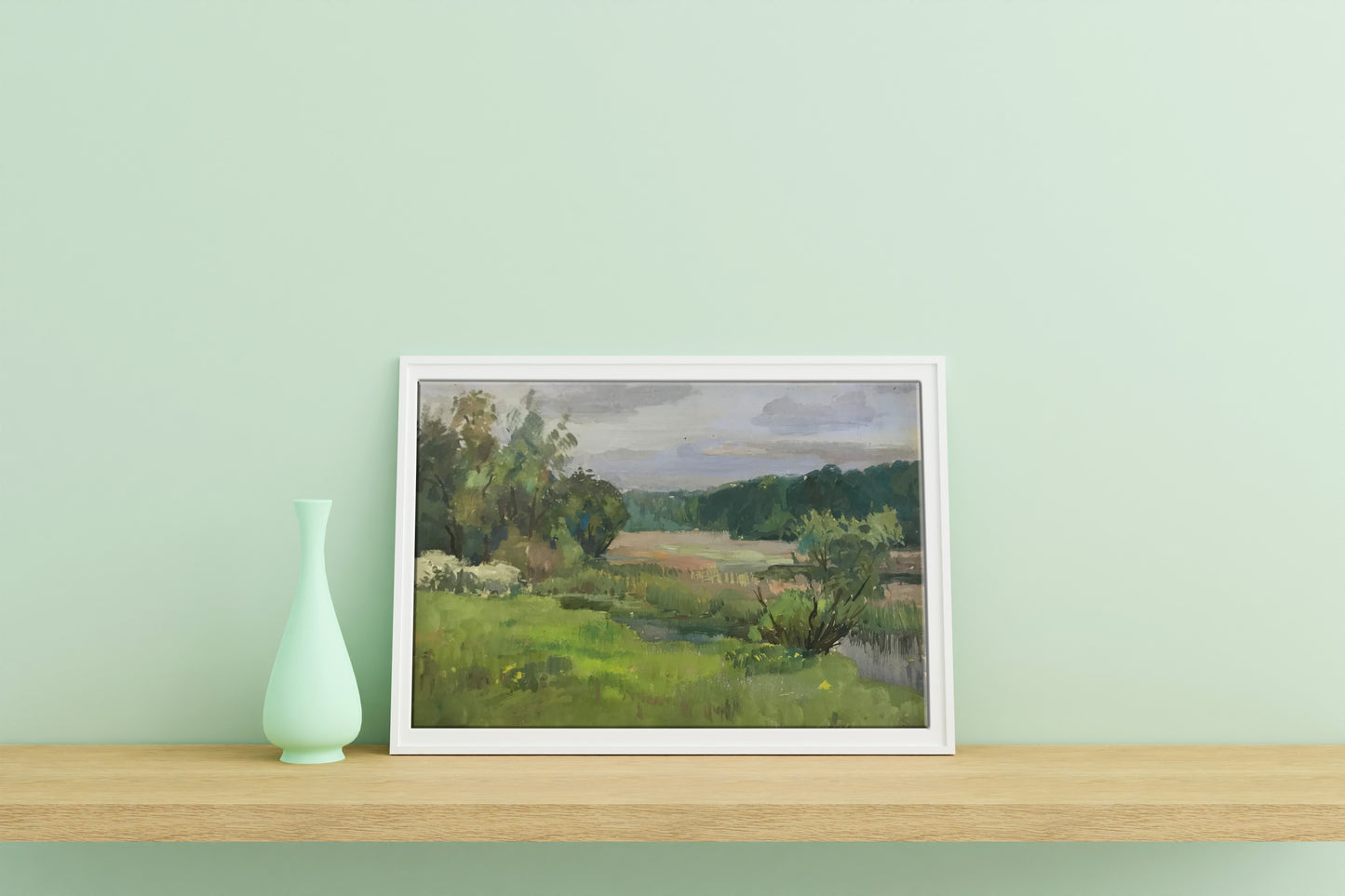 Tempera painting Spring Nature Landscape 