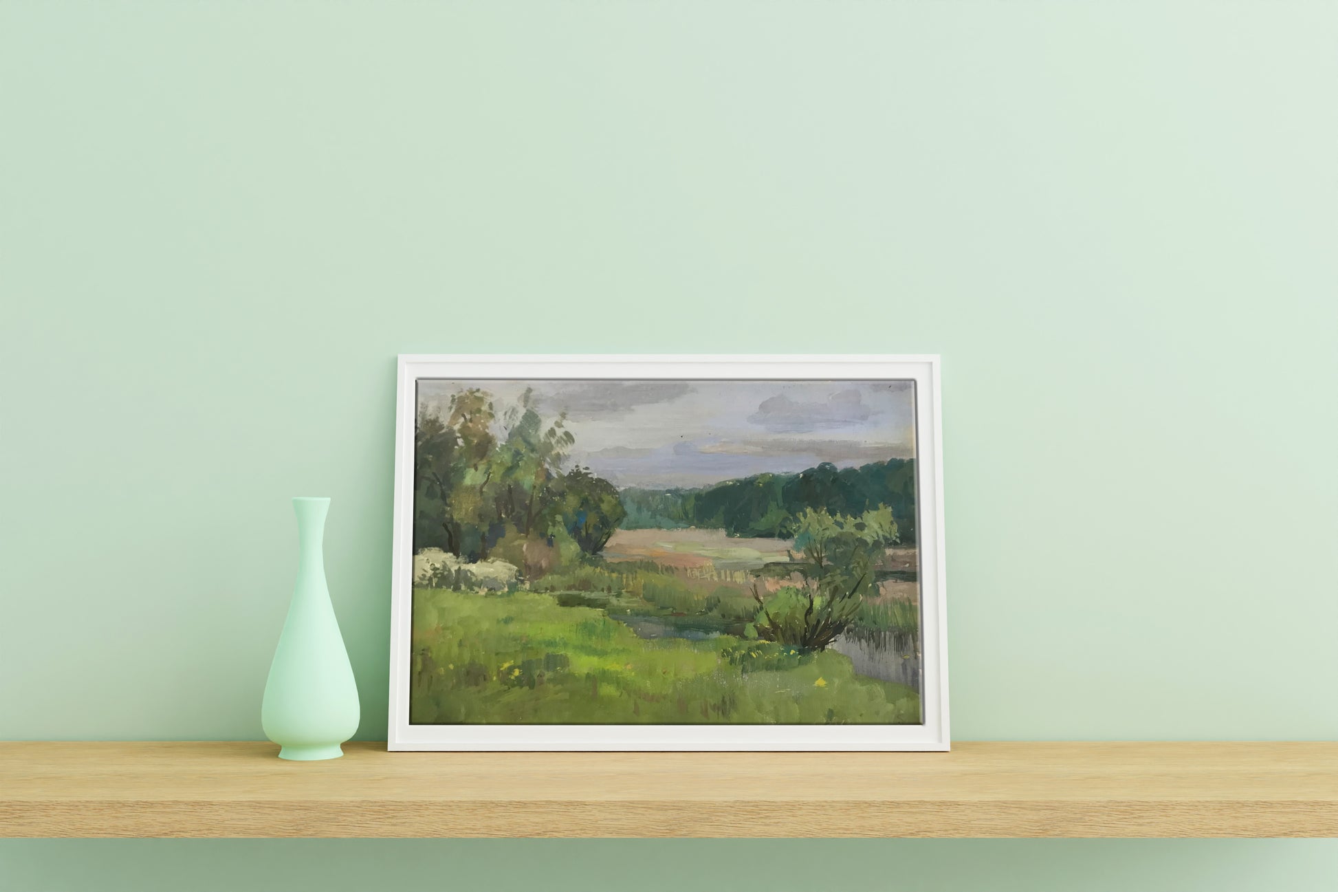 Tempera painting Spring Nature Landscape 