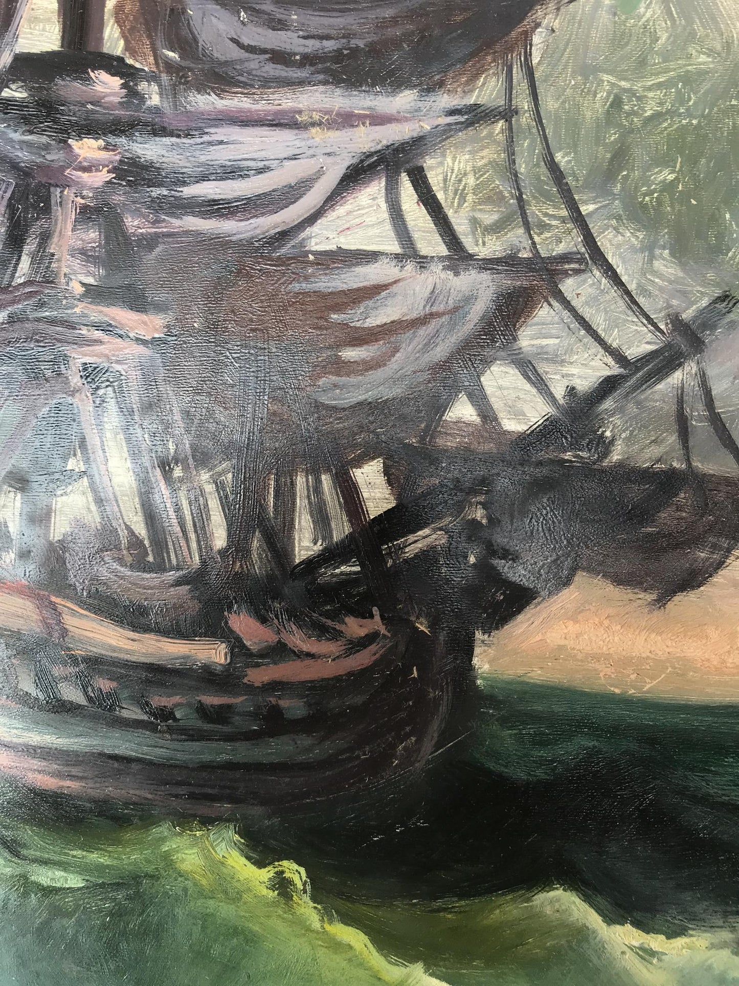 Oil painting of ships at sea by Alexander Arkadievich Litvinov