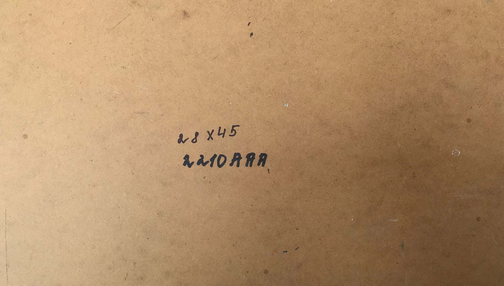 Back of Alexander Arkadievich Litvinov oil painting ships at sea with handwritten 28 x 45 zm10 rra label on aged paper