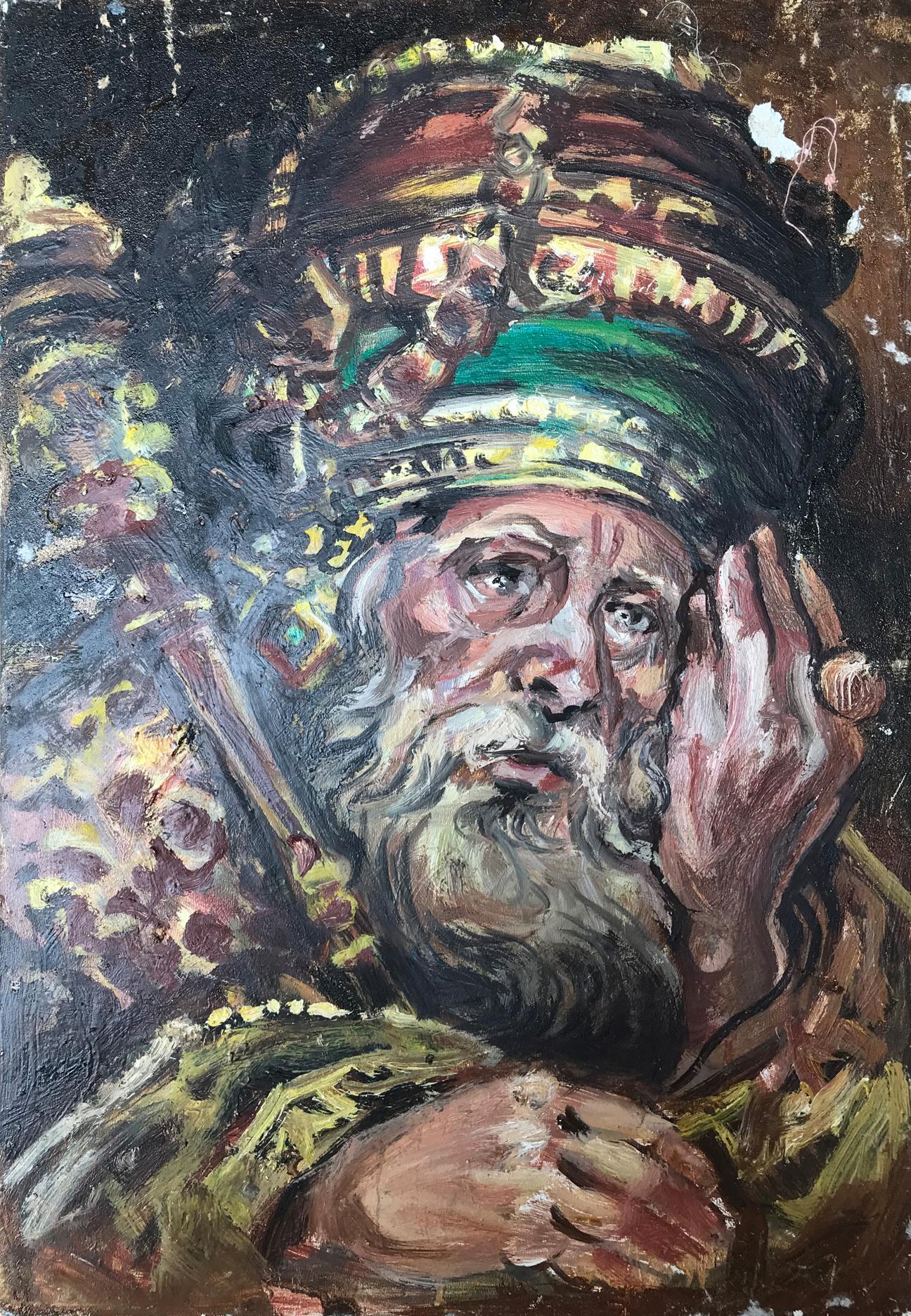 Oil painting portrait of King Alexander Arkadievich Litvinov in ornate crown