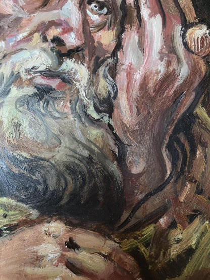Oil painting portrait of King Alexander Arkadievich Litvinov with white beard