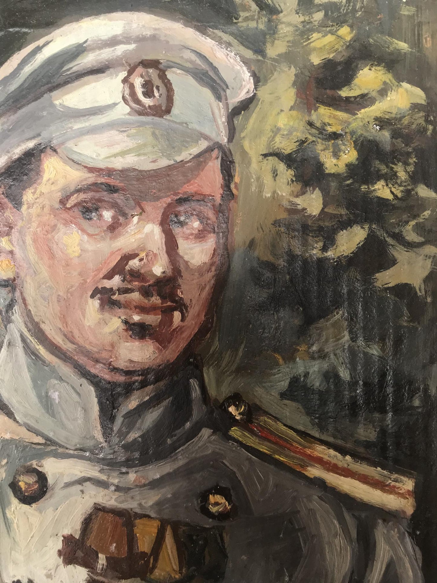 Oil painting portrait of officer Alexander Litvinov in military uniform