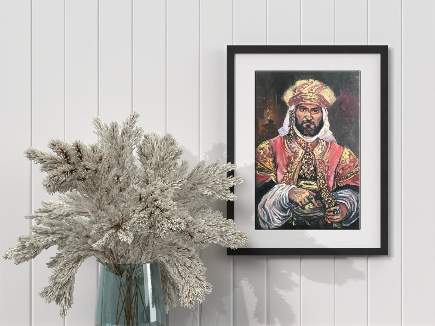 Oil painting of King portrait by Alexander Arkadievich Litvinov on white wall