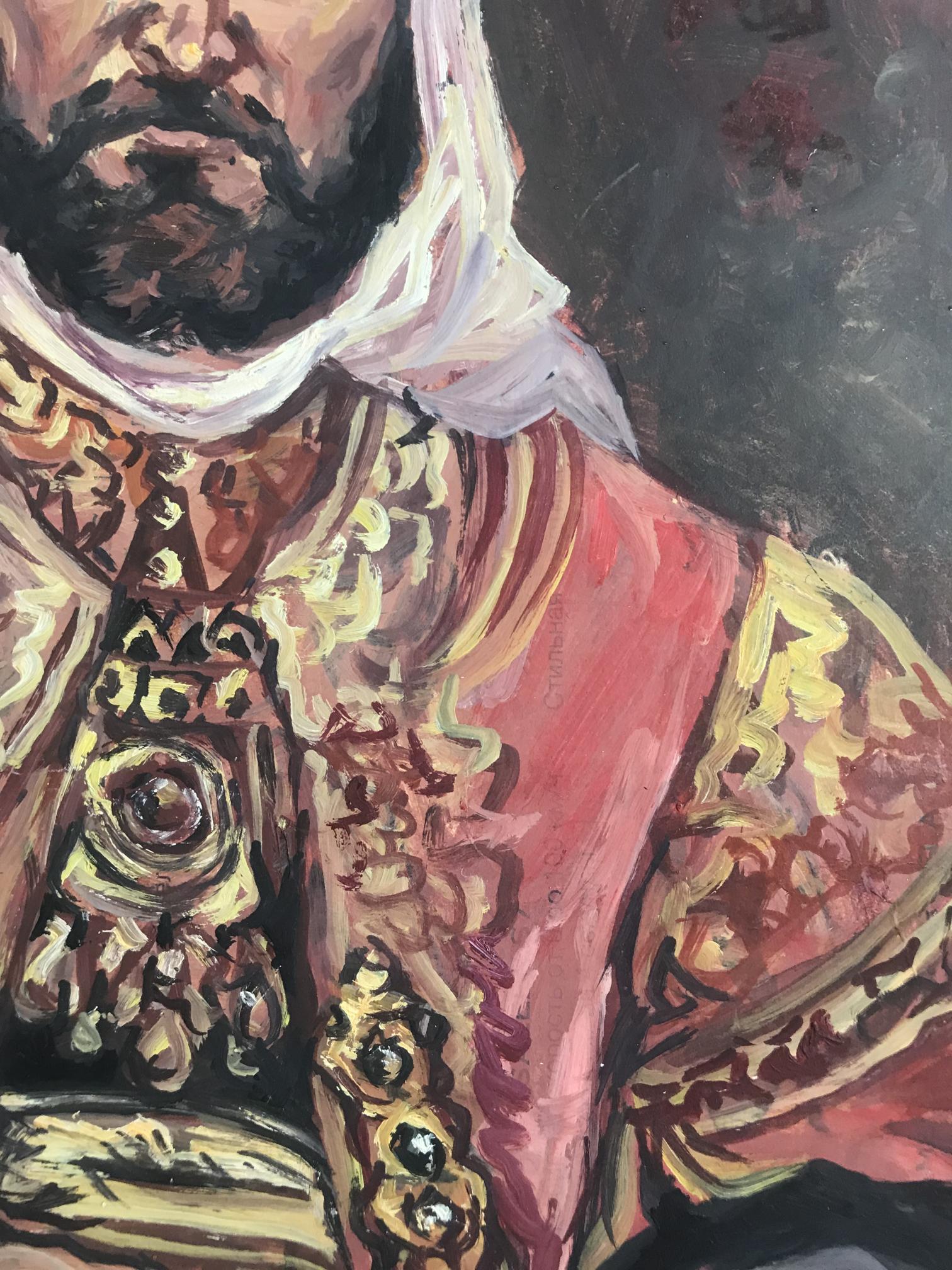 Oil painting of King Alexander Arkadievich Litvinov in red gold robe