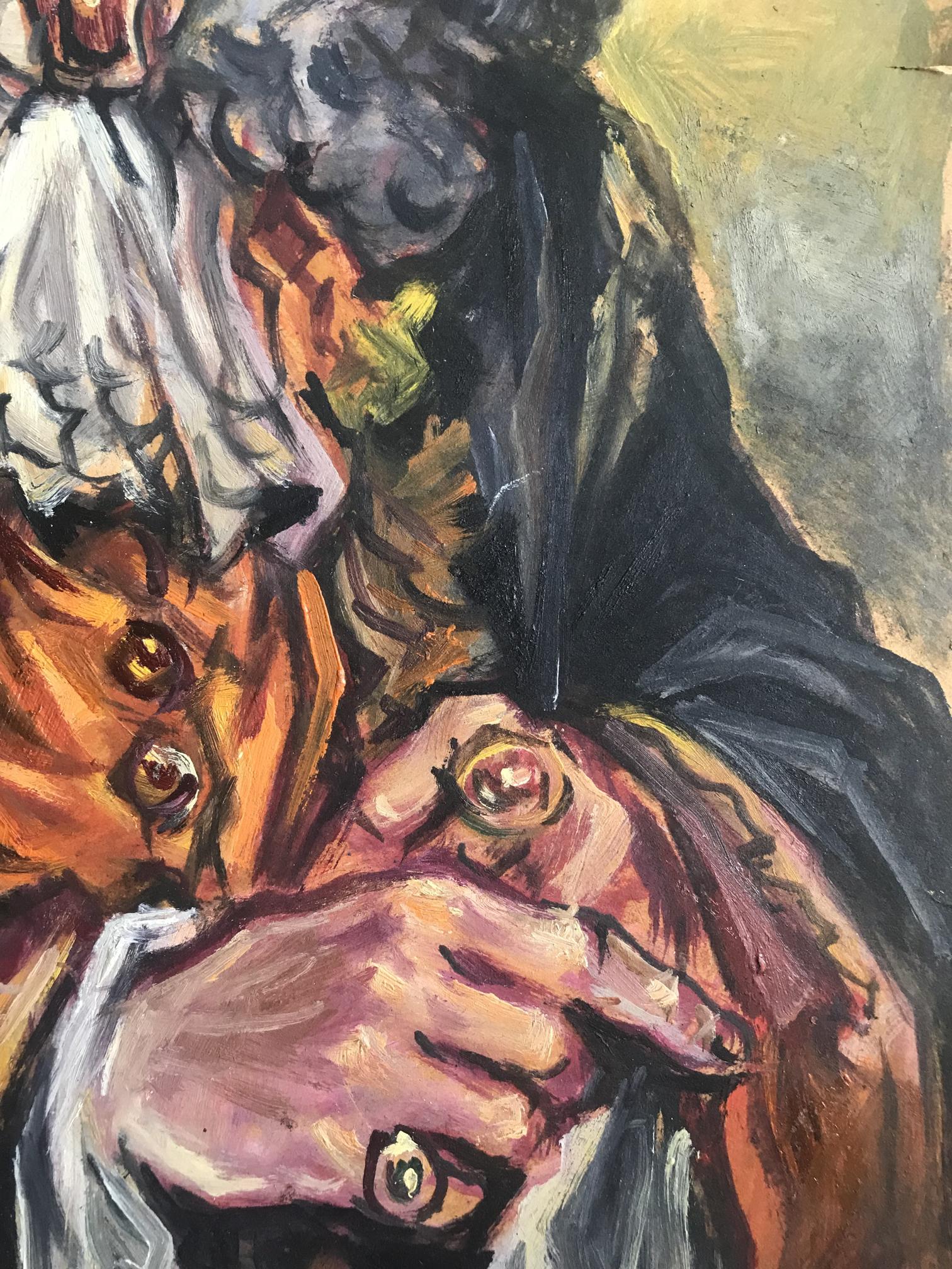 Oil painting of French officer Alexander Arkadievich Litvinov clasped hands