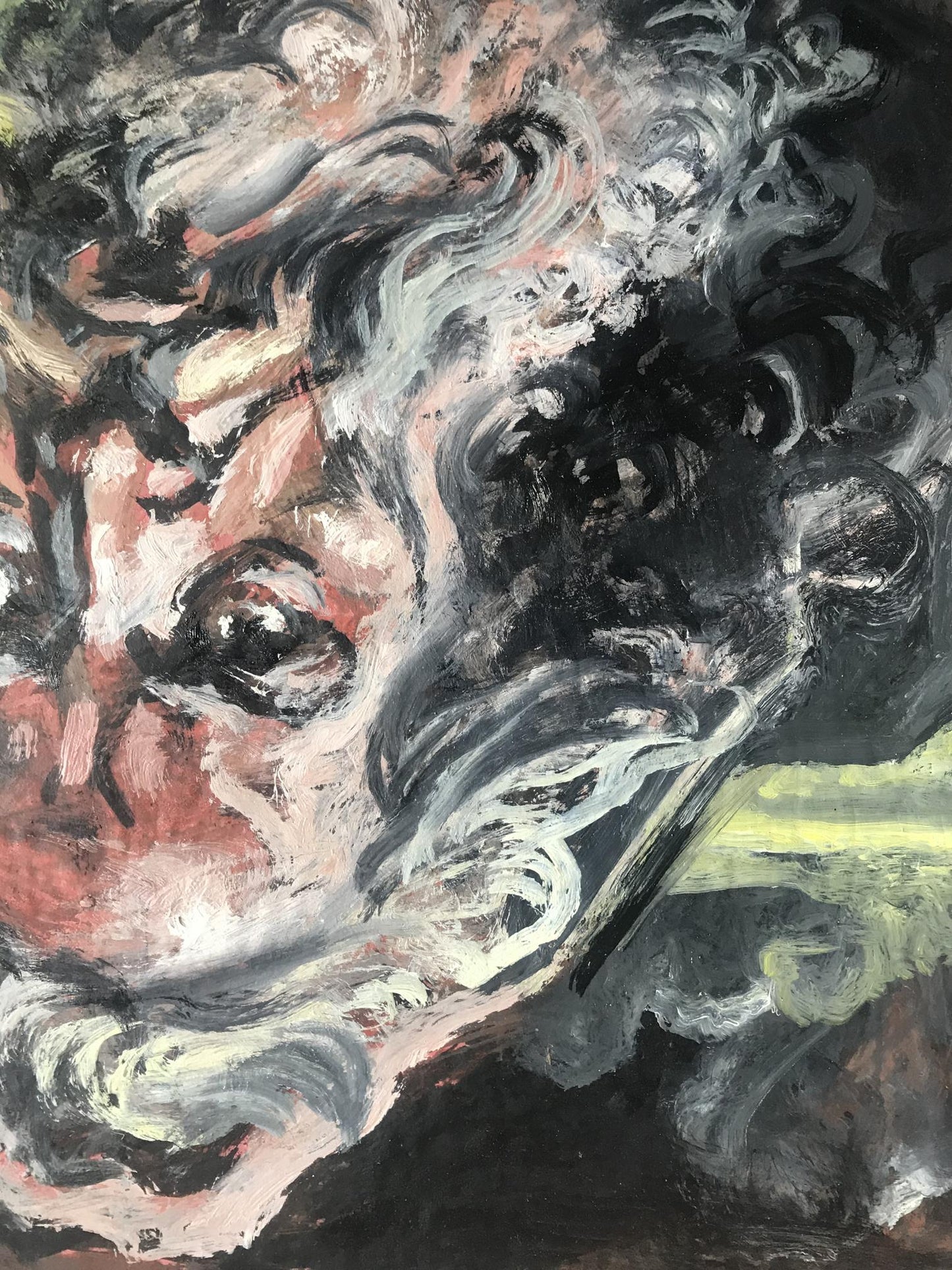 Abstract oil painting portrait of Moses Alexander Litvinov with swirling strokes