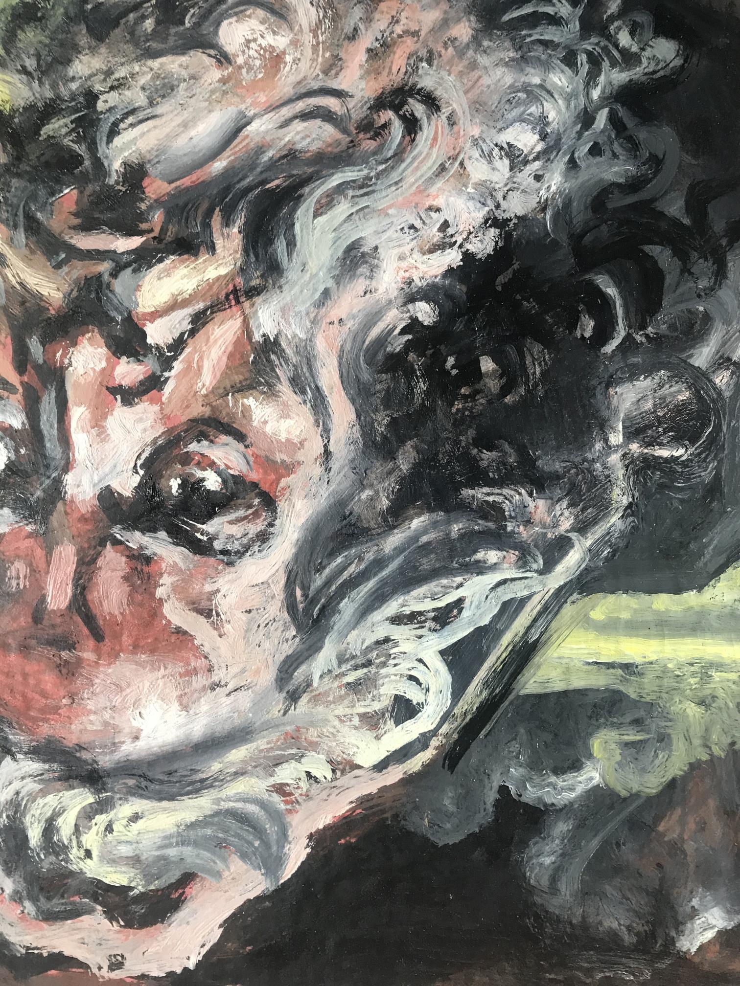 Abstract oil painting portrait of Moses Alexander Litvinov with swirling strokes
