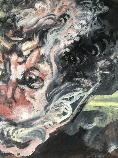 Abstract oil painting portrait of Moses Alexander Litvinov with swirling strokes